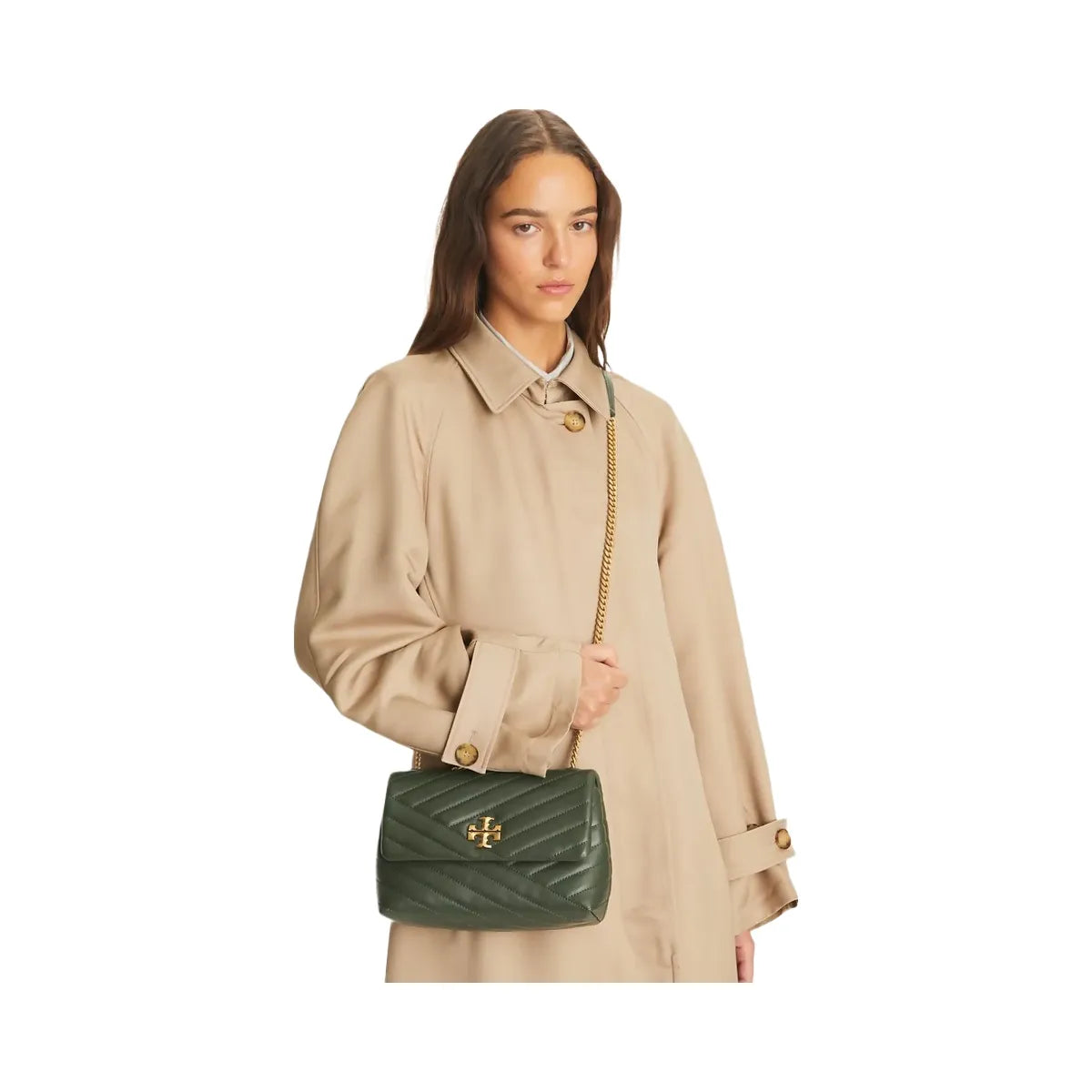 Tory Burch Small Kira Chevron Shoulder Bag SYCAMORE