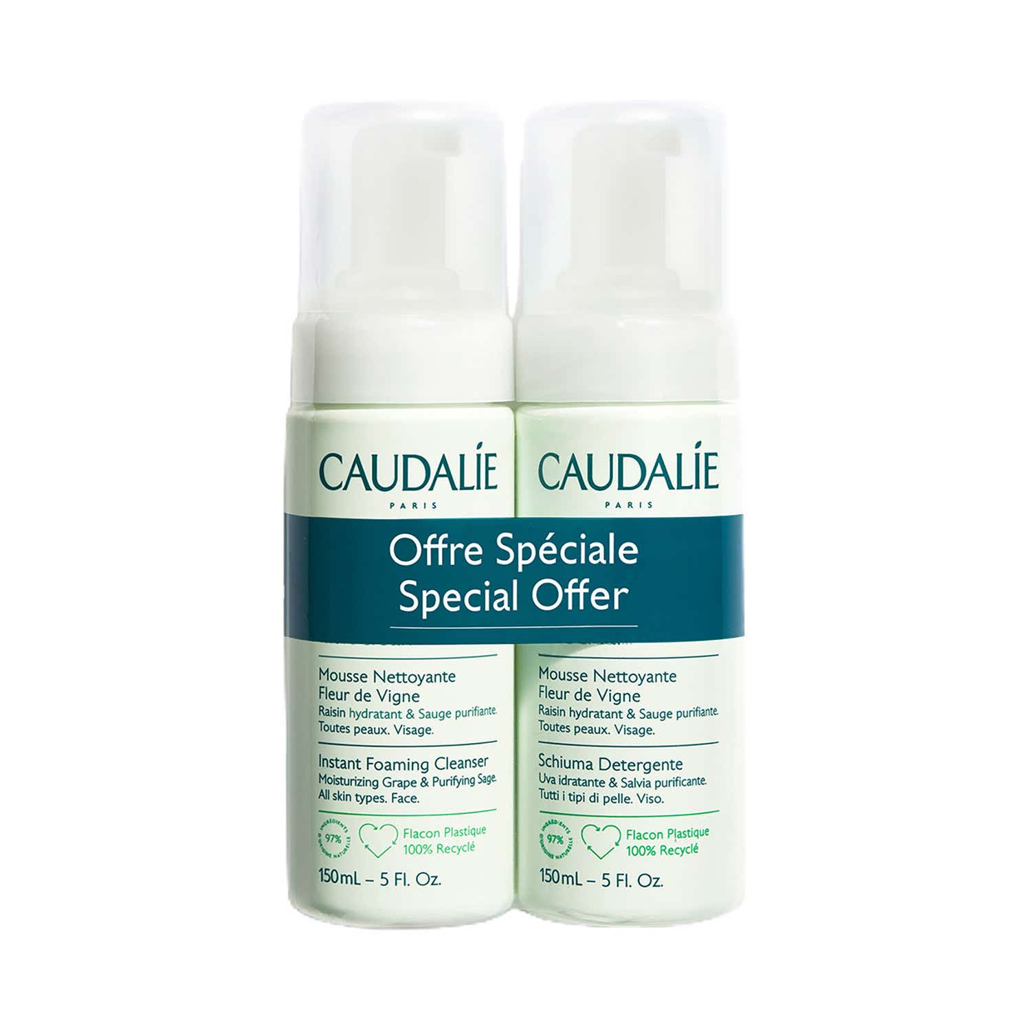 Caudalie Vinoclean Instant Foaming Cleanser Duo - (2 pcs) - Caudalie